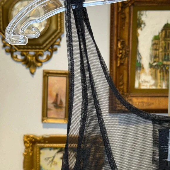 Sympli Black Mesh Overlay Tank Tunic Dress - White House Design - Picture 4 of 14